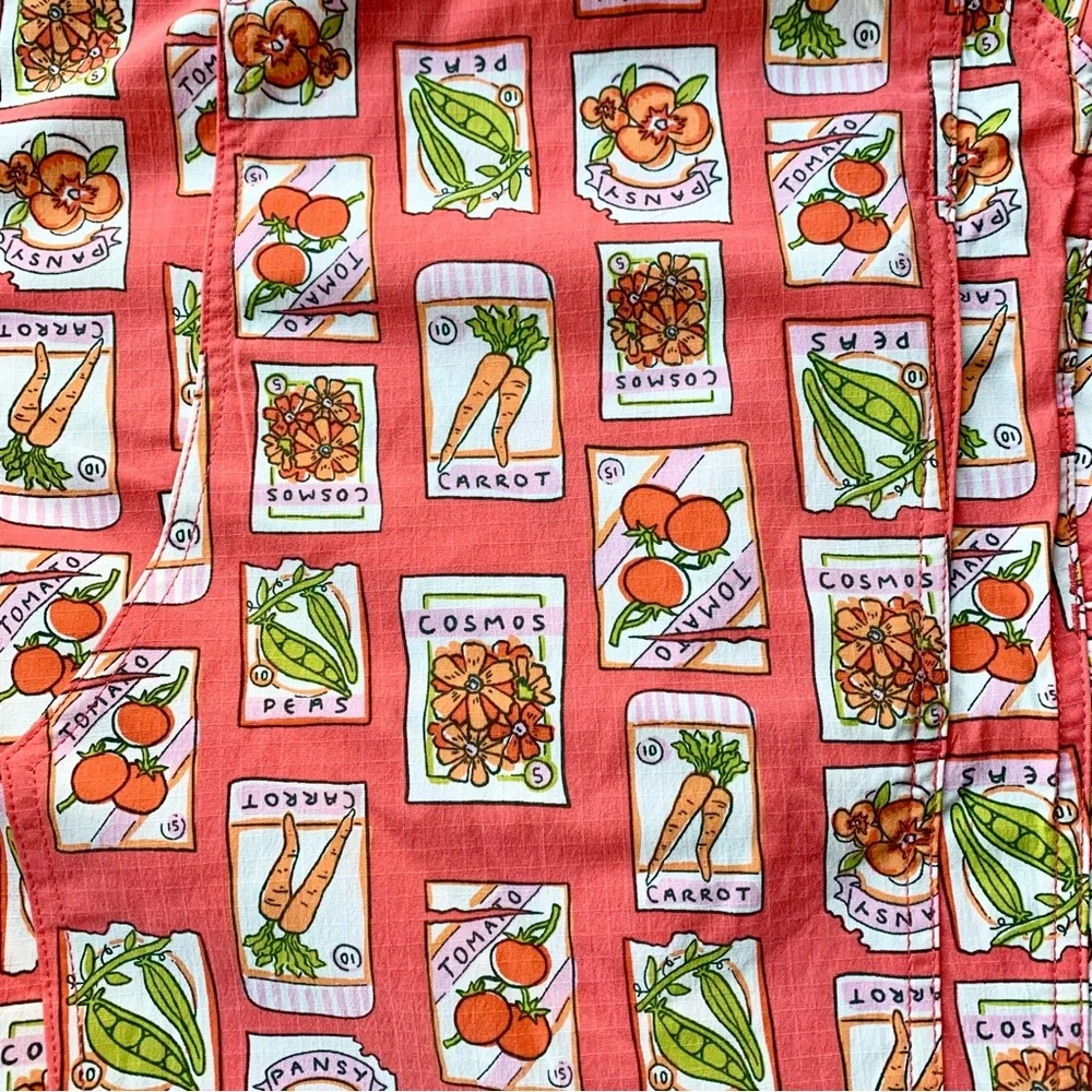 NWT Duluth 3X x31L Heirloom Gardening Bib Overalls Coral Seed Packets Garden - Picture 7 of 9